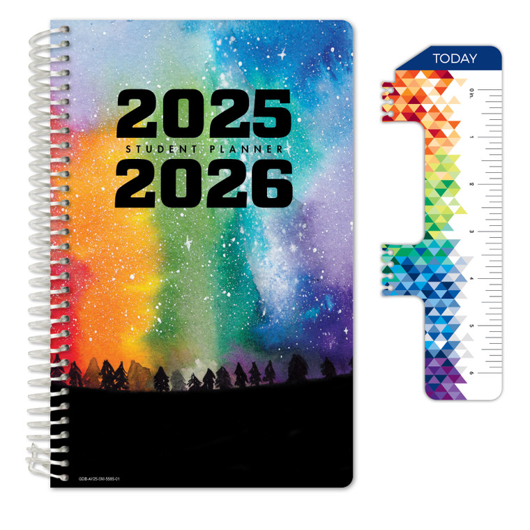 Secondary Student Planner AY 2025-2026 - Matrix Style - 5.5"x8.5" (Rainbow Silhouette)