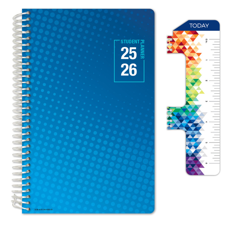 Secondary Student Planner AY 2025-2026 - Matrix Style - 5.5"x8.5" (Halftone Blue)