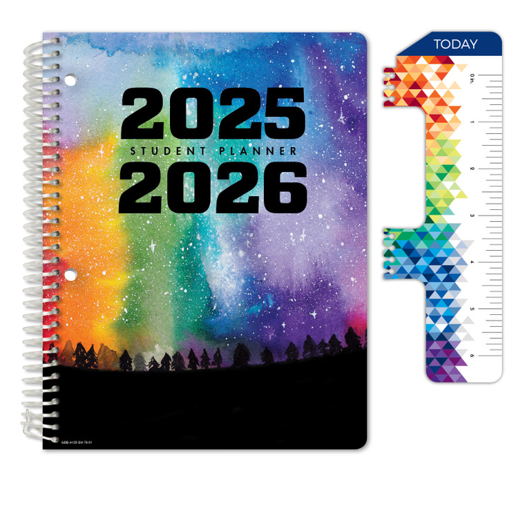 Secondary Student Planner AY 2025-2026 - Matrix Style - 7"x9" (Rainbow Silhouette)