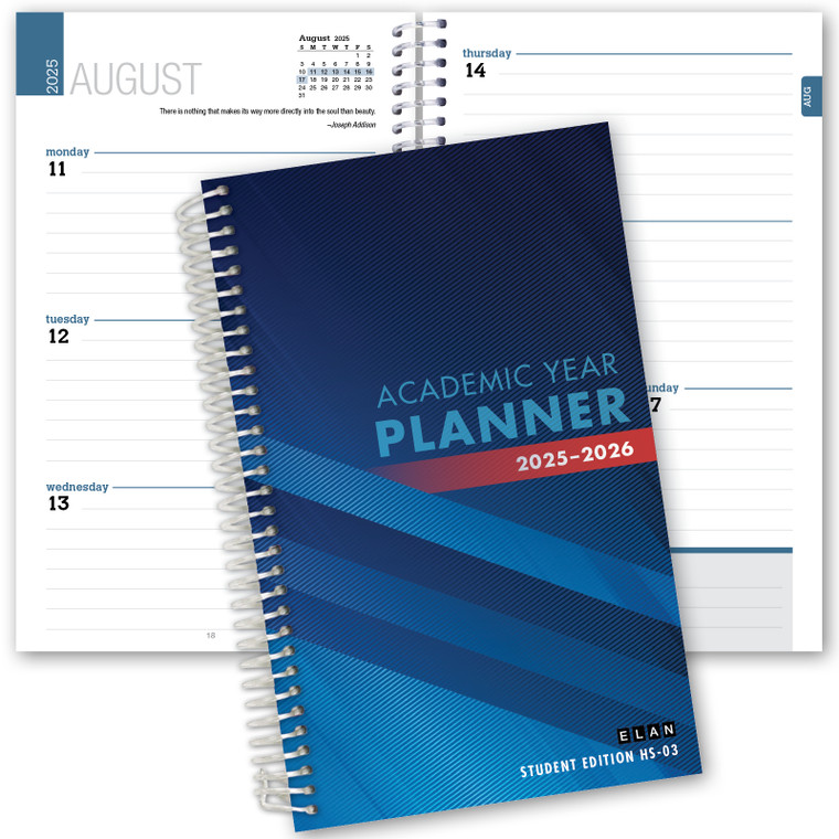 Dated Student Planner 5" x 8" for High School/College AY 2025-2026 (Blue)