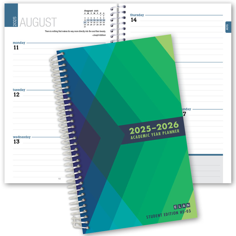 Dated Student Planner 5" x 8" for High School/College AY 2025-2026 (Green)