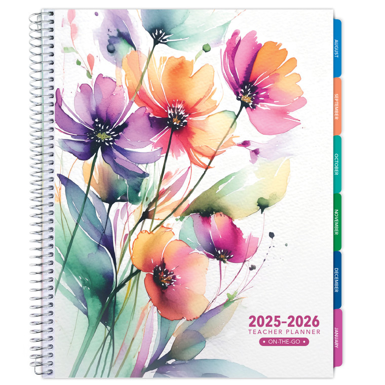 Lite Teacher AY 2025-2026 Planner - 8.5"x11" (Rainbow Floral)