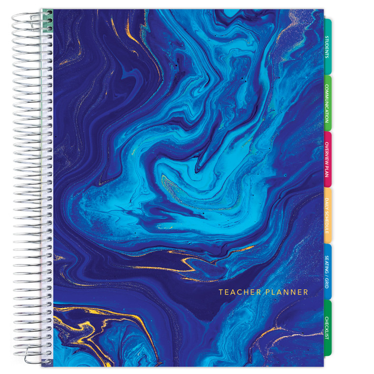 Deluxe Teacher Planner 8.5 x 11 - Undated - Dark Blue Marble