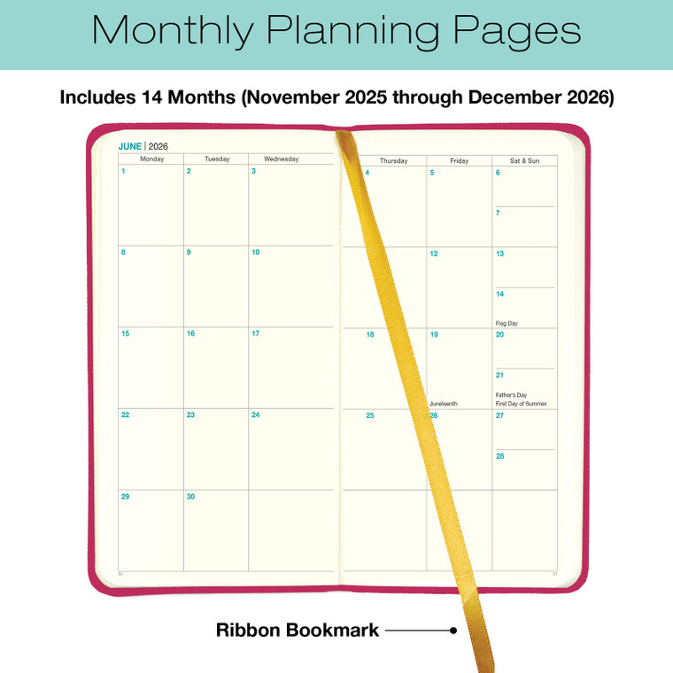 Global Printed Products Textured Cover Weekly Monthly Pocket Planner CY 2026 (Pink) Global Printed Products Textured Cover Weekly Monthly Pocket Planner CY 2026 (Pink)