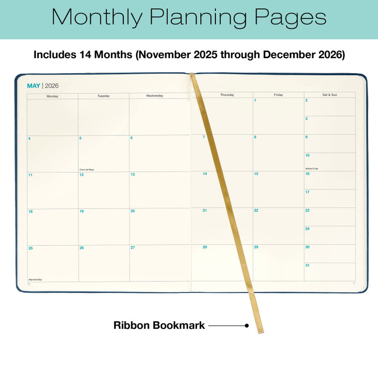 Global Printed Products Textured Cover Weekly Monthly Planner 8" x 10" CY 2026 (Navy) Global Printed Products Textured Cover Weekly Monthly Planner 8" x 10" CY 2026 (Navy)