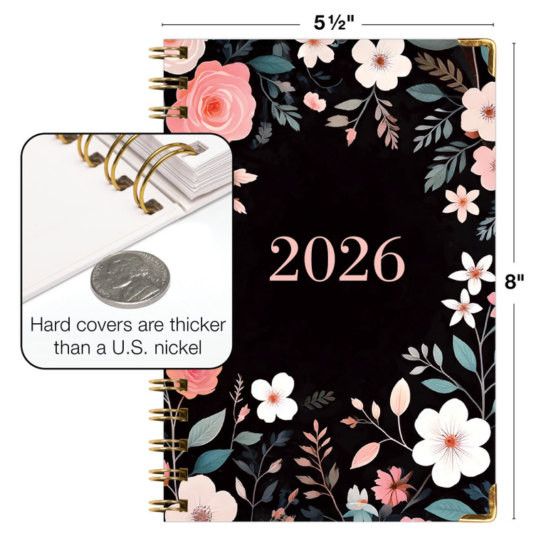 Global Printed Products Hardcover CY 2026 Fashion Planner - 5.5"x8" (Black Floral Pink) Global Printed Products Hardcover CY 2026 Fashion Planner - 5.5"x8" (Black Floral Pink)
