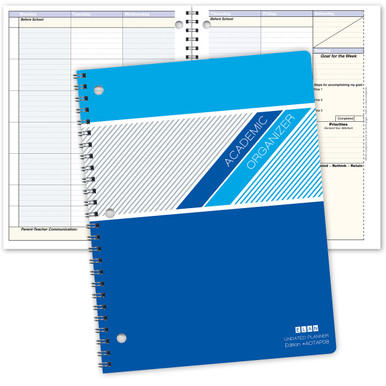 Homework Planner: Undated Assignment Book/Notebook for Elementary,  Middle/High School, College Students | 120 Pages, Large 8.5 x 11 - Blue