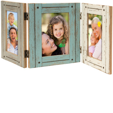 Hand Painted Rustic Three Picture Frame: Holds three 4x6 Photos ...