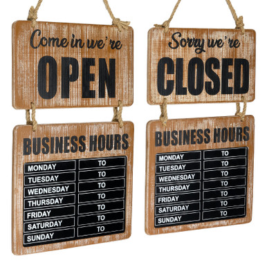 Panneau Double Face Heures D'Ouverture Bois - Tableau Open/Closed Avec Stylo Effaçable - Restaurant & Boutique