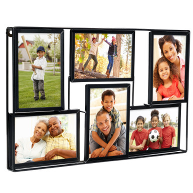 3D Wireframe Collage Photo Frame, Holds 6 4x6 Photos, Black - Excello ...