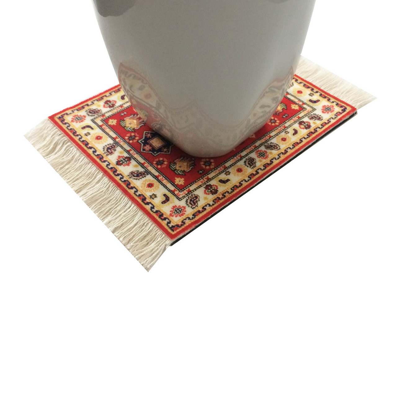 GORGECRAFT 4PCS Vintage Rug Table Coasters - Fabric Oriental Drink Mats, 6.7x3.9 Inch, Nylon With Tassels, Set Of 4 Colors