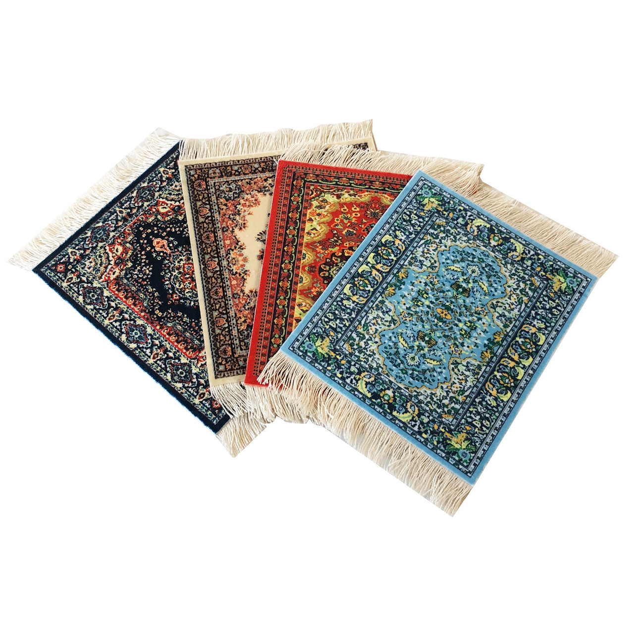 Colorful and unique set of 4 Drink Coaster Rugs