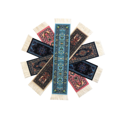 Set of 5 Rug Bookmarks - Carpet Book Marks for Reading - Oriental Style Colorful Design