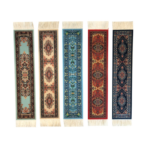 Set of 5 Carpet Bookmarks - Rug Book Marks for Reading - Oriental Colorful Designs