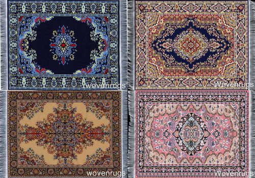 4 Dollhouse Rugs and Floor Coverings With Miniature Oriental Designs 10"x7"