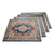 Set of 4 Table Placemats with Miniature Oriental Rug Design - Blue Carpet Mats for Dining Room and Kitchen