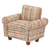 Miniature Dollhouse Sofa Arm Chair - Dolls House Furniture Couch - White with Red Pattern - 1/12 Scale Retro