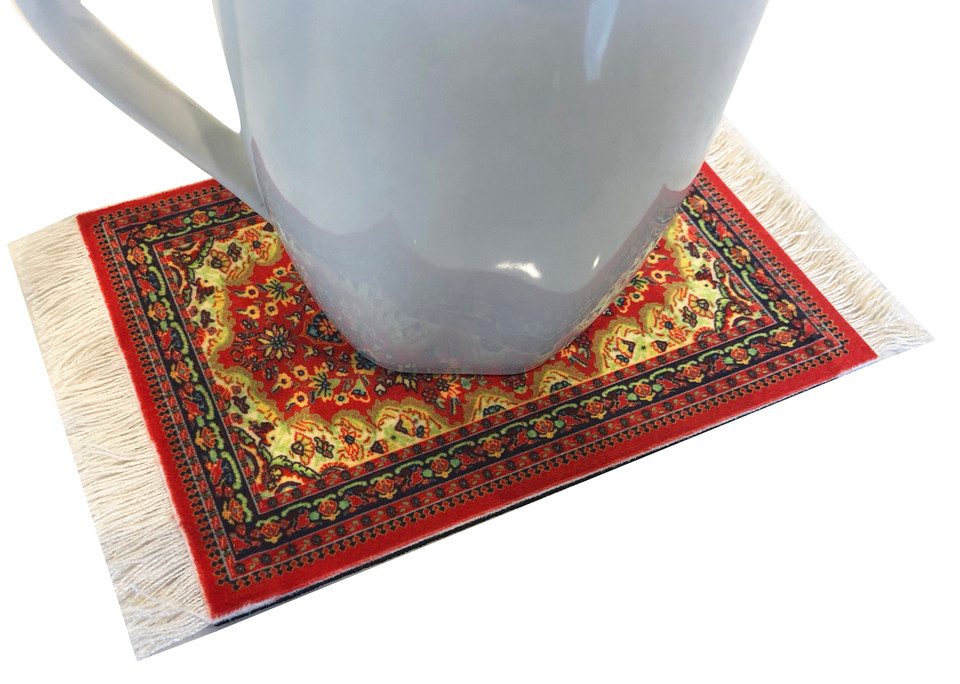 Set of 4 Rug Coasters for dining rooms and bars Floral