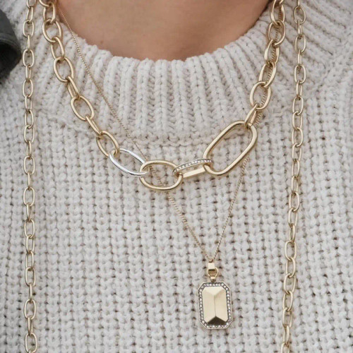 Halsband - Designsmycken pläterade med äkta guld, 50 cm 'Shiny Facets' (A&C Oslo)