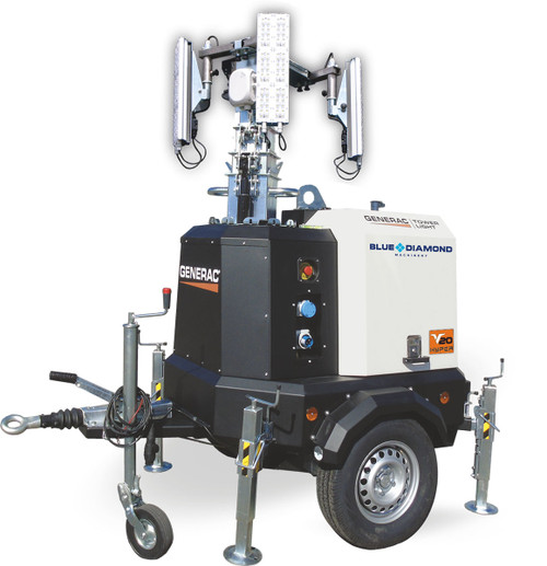 Generac V20 Hybrid Light Tower Mounted on Trailer