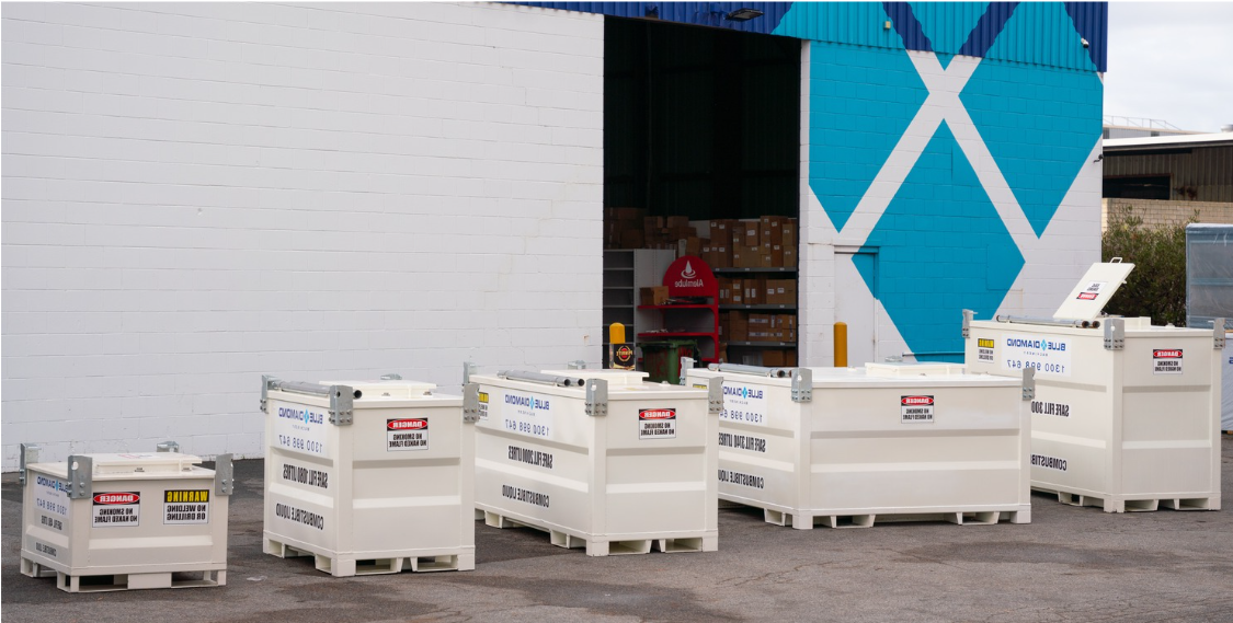 diesel fuel tanks outside Blue Diamond perth branch in Kewdale, WA