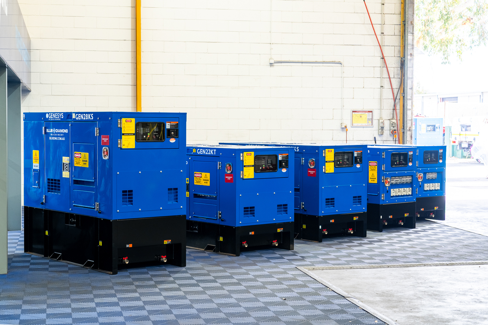 kubota powered diesel generators in Blue Diamond warehouse floor