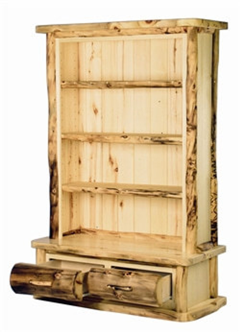 Aspen Log Bookcase With Shelving And Drawers