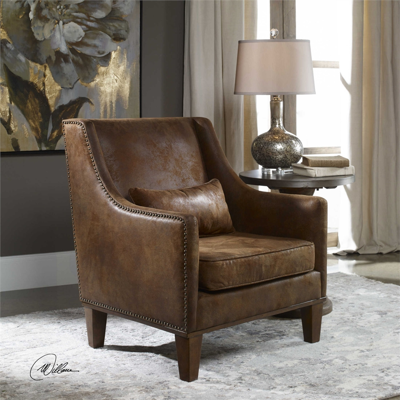 leather look armchair