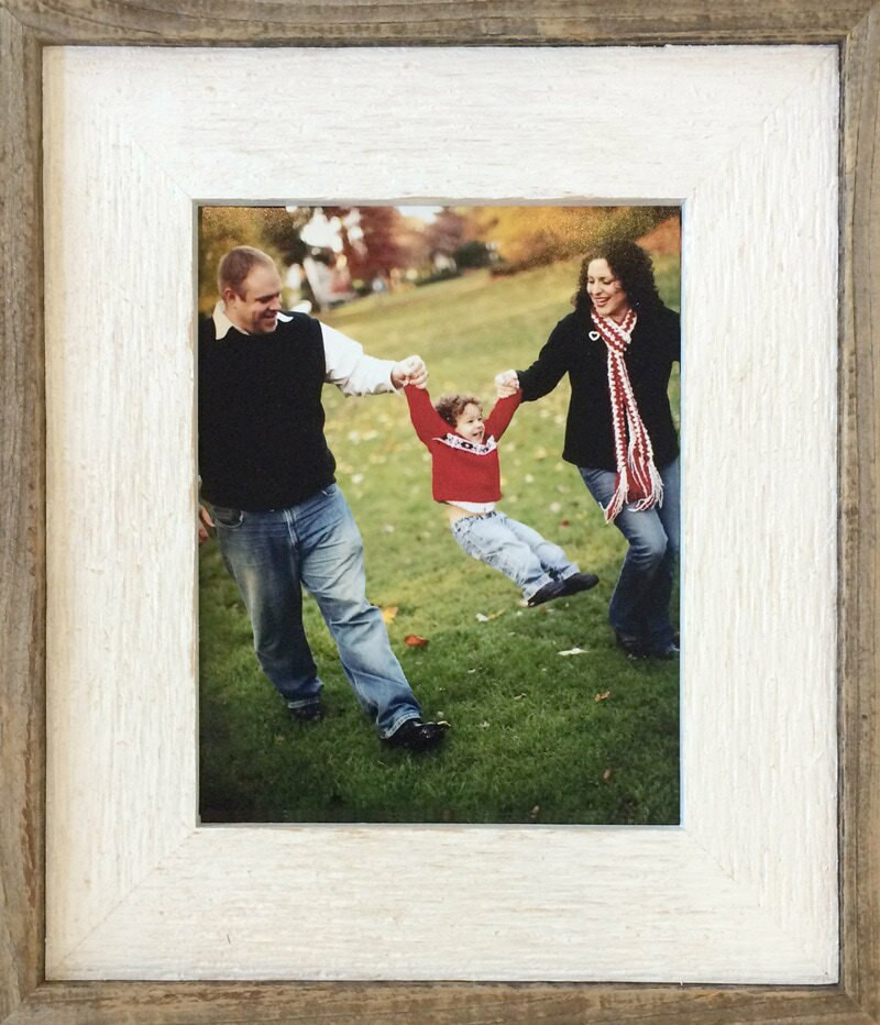 Barnwood Picture Frame with Whitewash Finish, Size 11x14 Reclaimed Wood