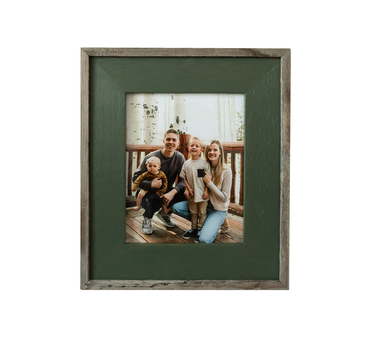 8x8 Barnwood Picture Frame - Lighthouse Green Rustic Wood Frame