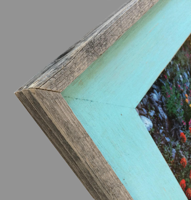 Barnwood Picture Frame Aqua Blue Reclaimed Wood 24x36