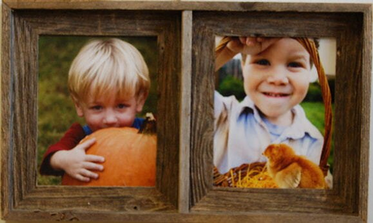 Reclaimed wood double picture frame 4x6