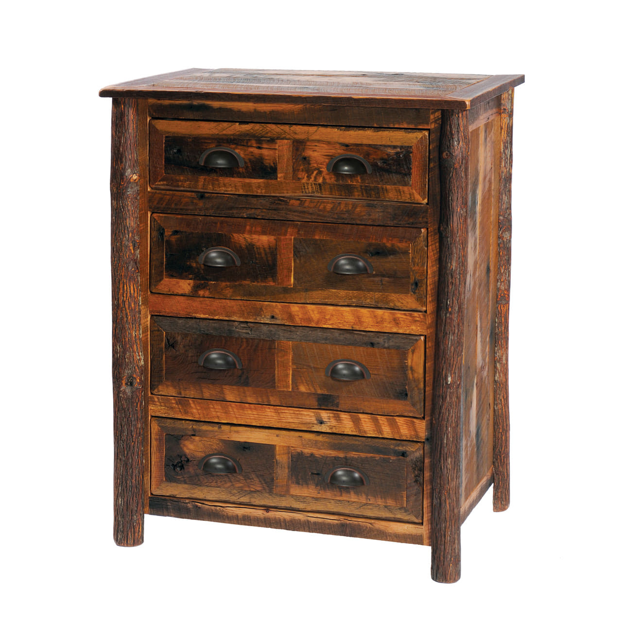 Rustic Dresser 4 Drawer Red Oak Barnwood Chest