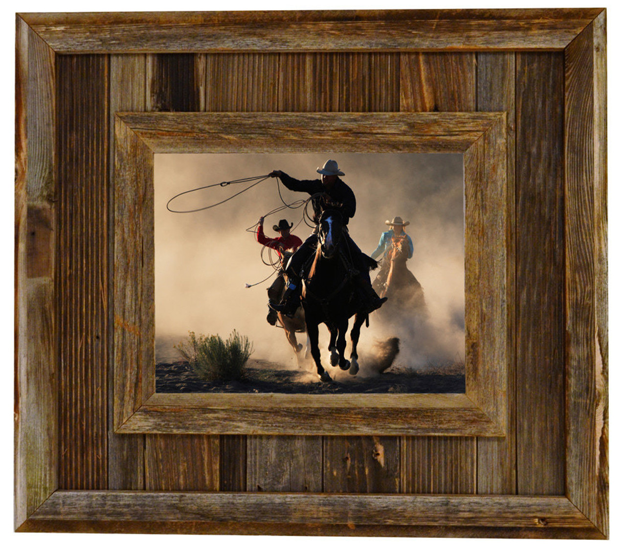 My Barnwood Frames - Durango Rustic Barnwood Picture Frame, 11x14 Opening Western Aged Wood Frame