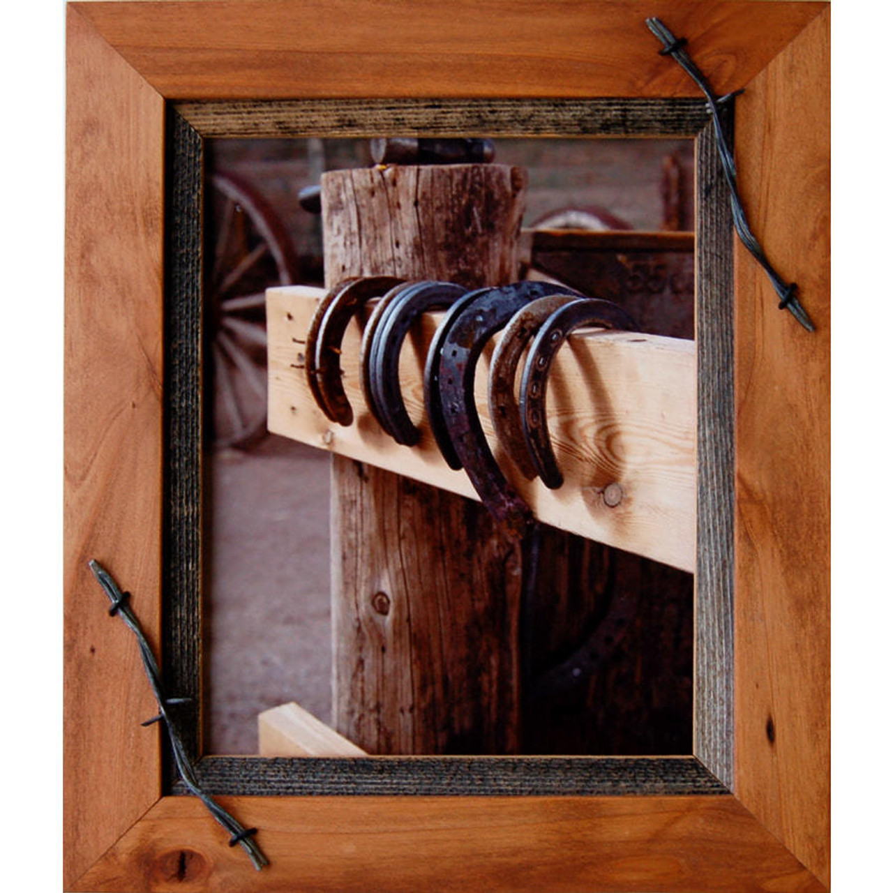 Barnwood Picture Frames 18x24 Sagebrush Series Wood Frame with Barbed Wire
