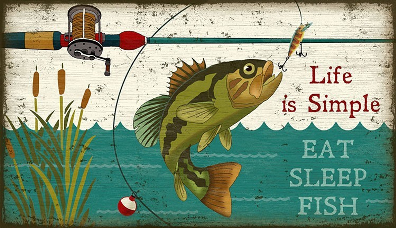 Vintage Fishing Decor Customizable Vintage Eat Sleep Fish Signs