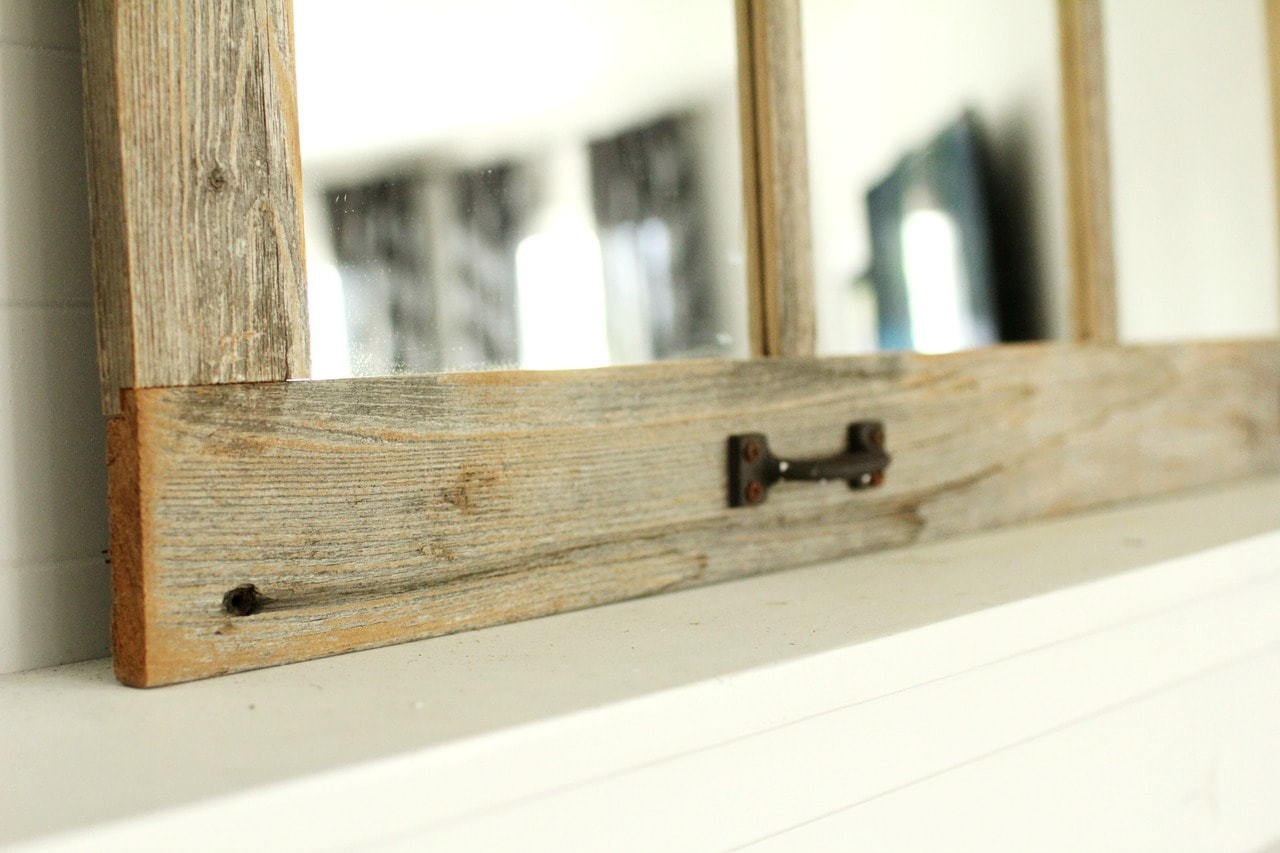 Farmhouse Windowpane Mirror 12 Panes Rustic Reclaimed Wood