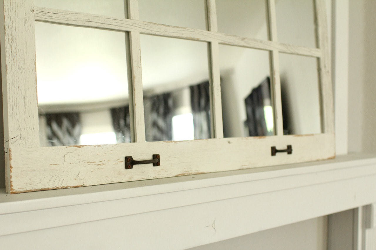 Farmhouse Windowpane Mirror 12 Panes Whitewashed Reclaimed Wood