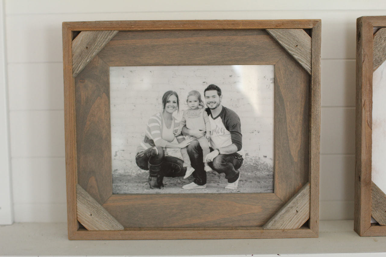 Cornerblock in Driftwood Frame, Modern Farmhouse Frame