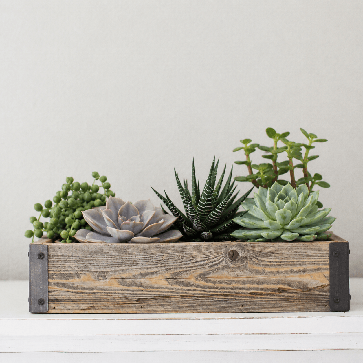 Barnwood Planter Box with Metal Brackets