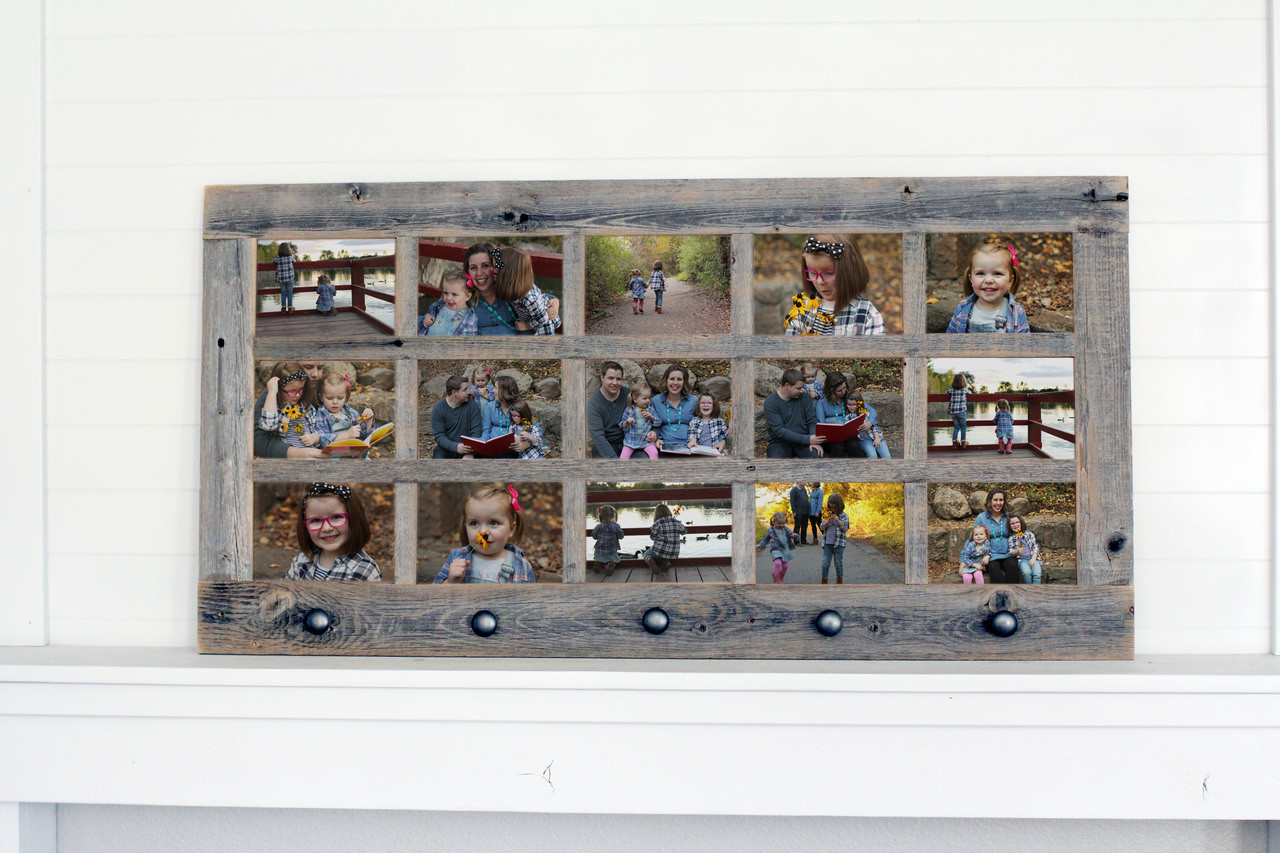 4x6 Barnwood with Cornerblocks Collage Picture Frame - 5 Opening