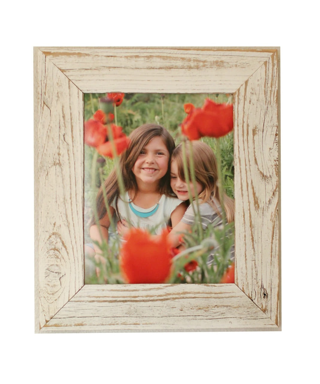 Barnwood Picture Frame with Red Wash, 4x6 Rustic Wood Frame