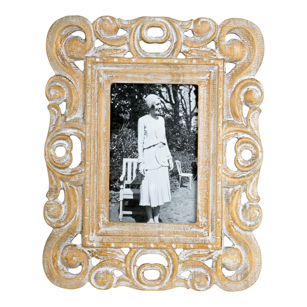 Carved Wood Photo Frame 5x7 Natural