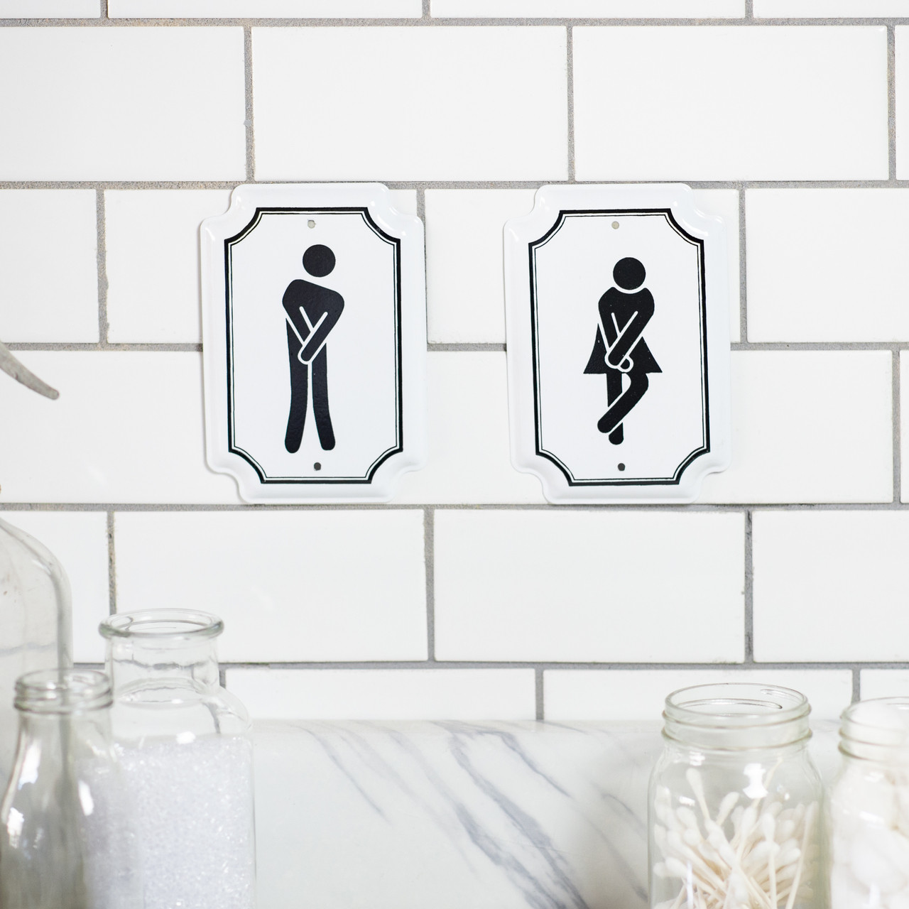 Metal Bathroom Sign Set/2
