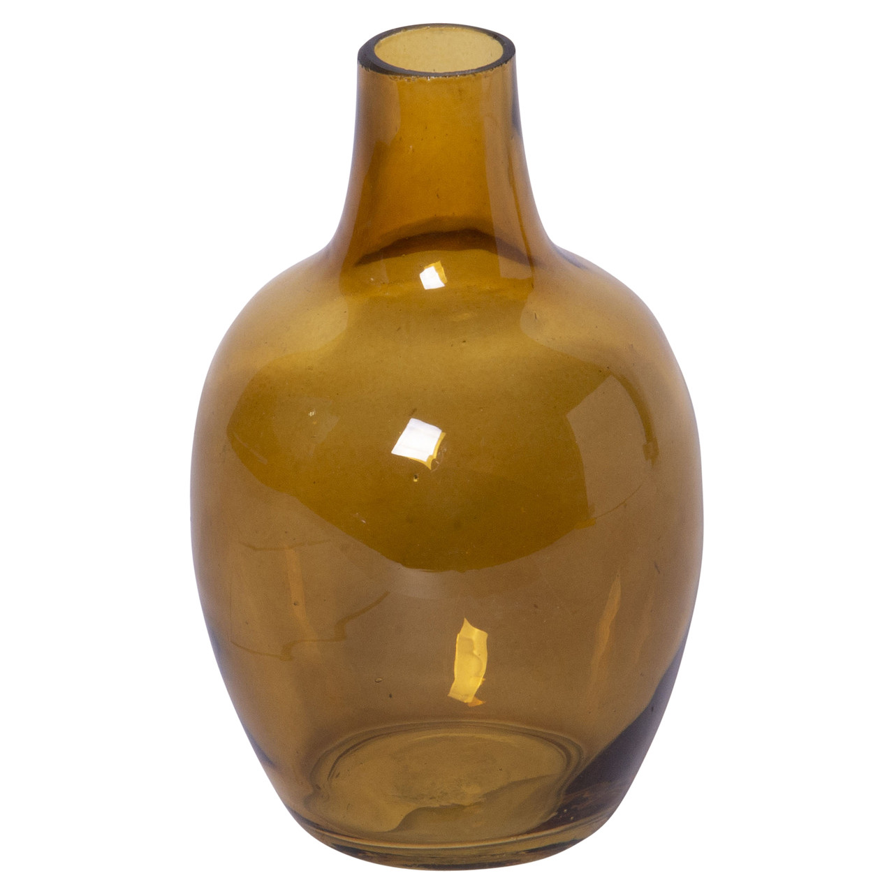 Amber Yellow Glass Flower Vase