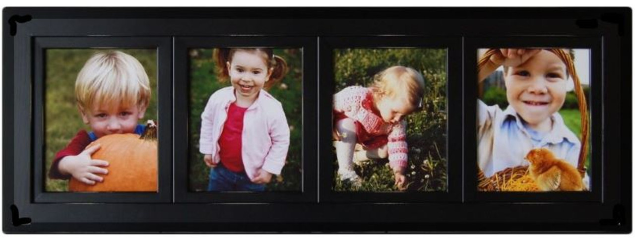 4-opening Matted Collage Frame, Displays Four 4x6 Pictures, Black