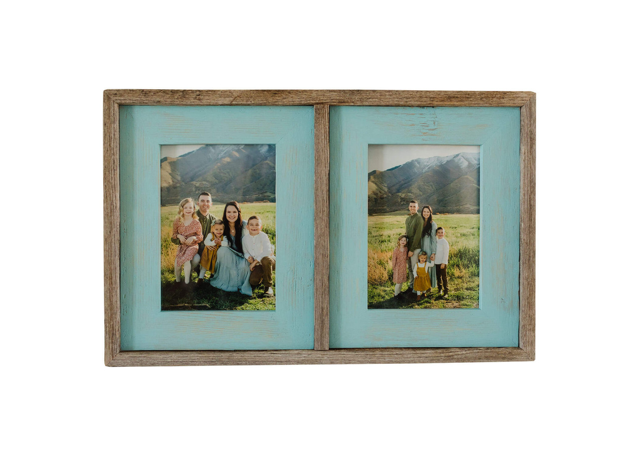 16x20 Barnwood Picture Frame, Homestead Narrow 1.5 inch Flat Rustic Reclaimed Wood Frame