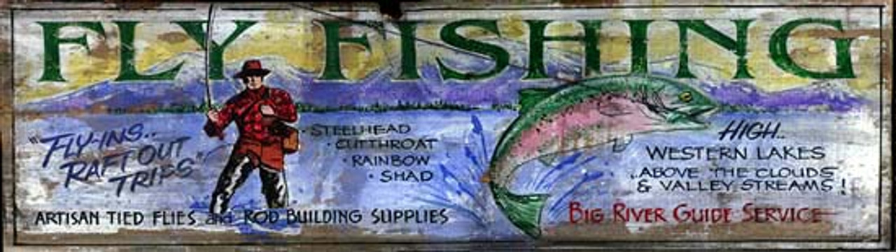 Vintage Signs, Fly Fishing Rustic Wood Sign
