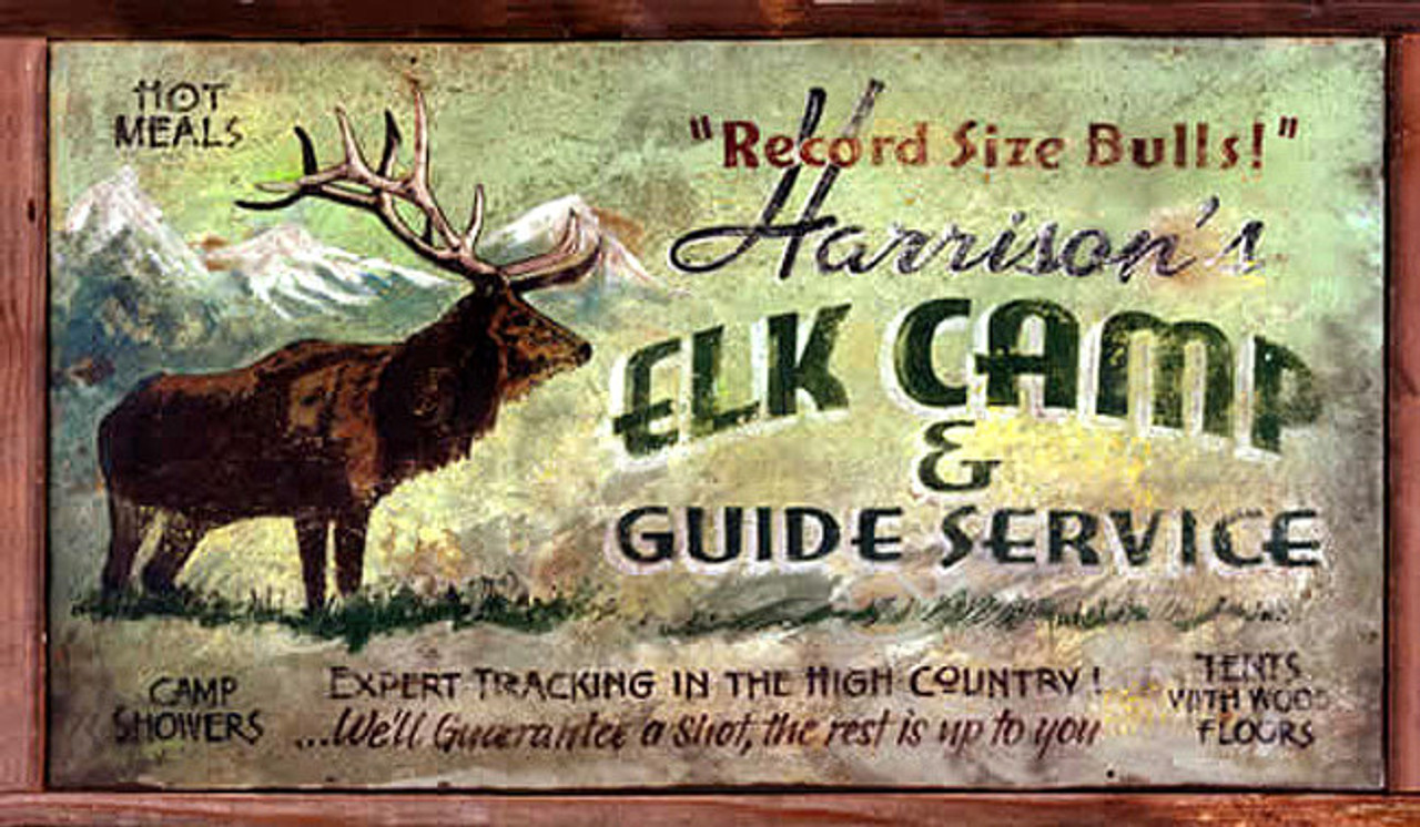 Vintage Hunting Signs  Elk Camp Rustic Wood Sign