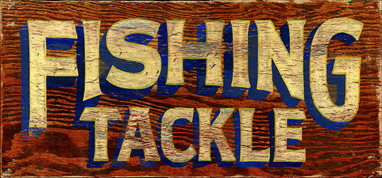 Vintage Beach Signs - Fishing Tackle - Wooden Lodge Signs